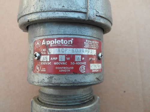 APPLETON 60-AMP POWERTITE PLUG model ACP6034BC 600VAC  3 wire 4 pole 60A