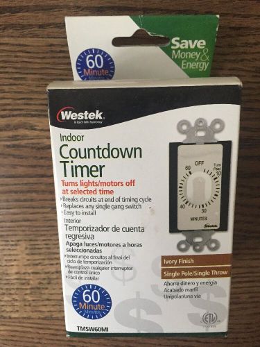 BRAND NEW Westek Countdown Timer 60 Minute Ivory Finish Turns Lights/Motors Off