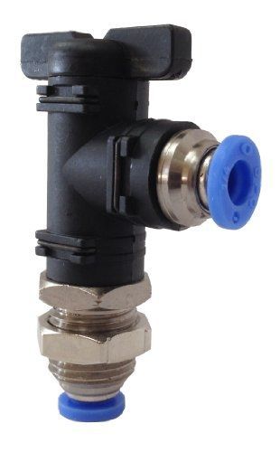 PneumaticPlus BLM-1/4 Mini Ball Valve Bulkhead Union Elbow 1/4&#034; OD Tube,