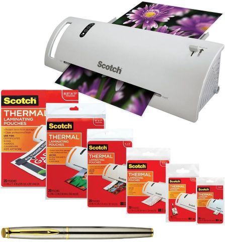 Scotch Thermal Laminator Combo Pack Includes 20 Letter-Size Laminating Pouche...