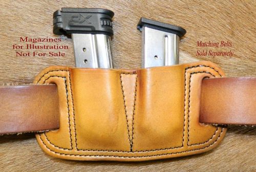 Double MAG POUCH  9mm /.40   Single Stack magazine Springfield XDS Leather