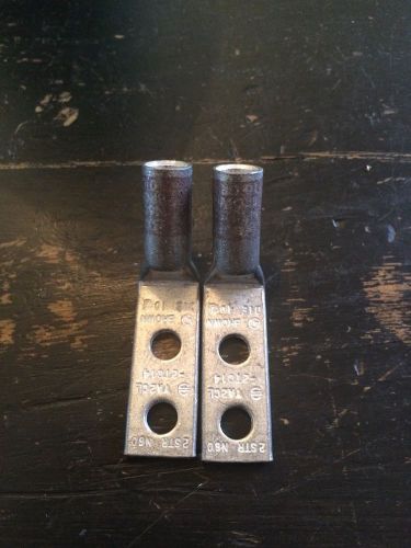 Burndy ya2cl2tc1445 #2 awg lug 2hole 45 angle 1/4&#034;bolt 5/8&#034;space brown lot of 2! for sale