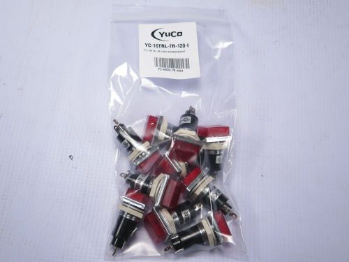 Lot of 10 new yc-16trl-7r-120-i miniature incandescent pilot light 120v ac 16mm for sale