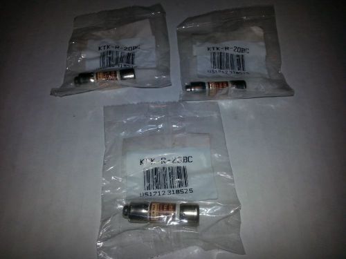 Lot Of 3 Bussmann Limitron KTK-R-20BC 600 Volt Current Limiting Fuses, New