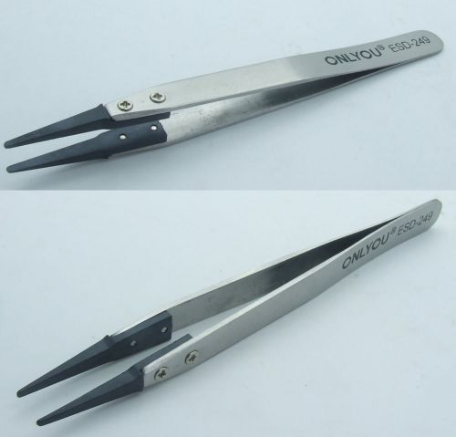 IC SMD SMT Jewelry Repair Stainless Steel Tweezers Antistatic Plier Tool ESD-249