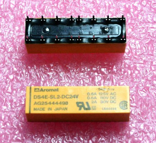 Aromat pcb mount relay, #ds4e-sl2-dc24v, 2a, 24vdc, 4pdt - lot of 3   ( 28b145 ) for sale
