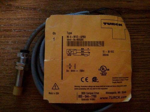 Turck proximity sensor w/potted in cable, 12 mm chrome plated brass, 3 wire pnp for sale