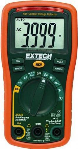 Extech EX330 Mini Autoranging MultiMeter with Temp + Voltage Detector