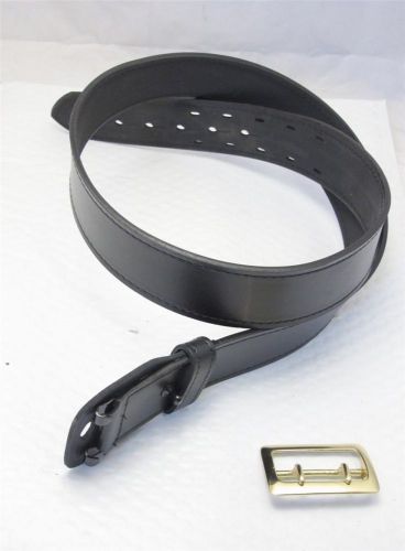 K59 Size 44&#034; Brass Buckle G&amp;G Plain Black Sam Browne 2.25&#034; Police Duty Belt