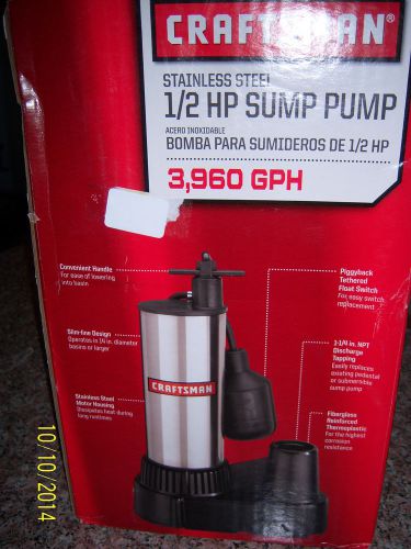 CRAFTSMAN  1/2 HP STAINLESS STEEL SUMP PUMP 83 3050