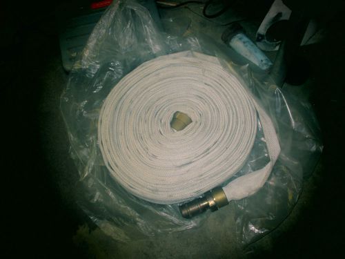 1 1/2&#034; x 100 ft. fire hose polyester cover lay flat brass fitting w/ nozzle