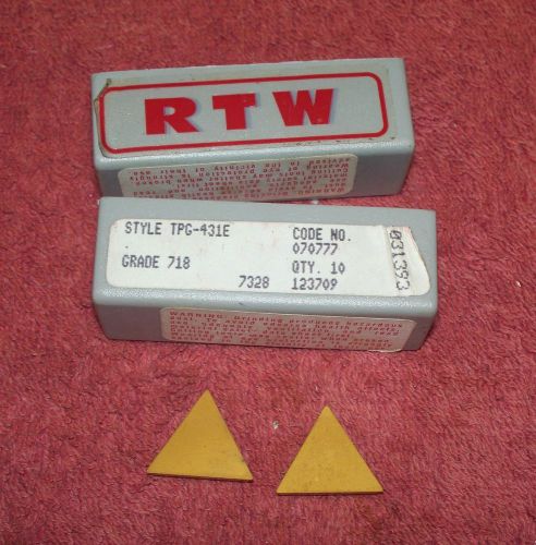 RTW    CARBIDE  INSERTS    TPG 431E    GRADE  718   PACK OF 10