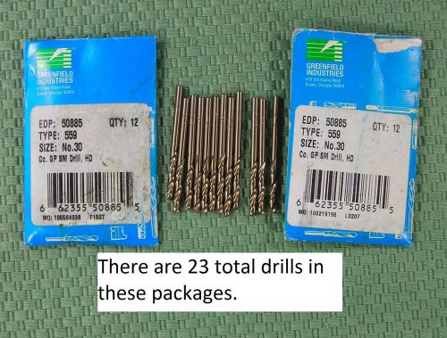 Lot of 23 new chicago latrobe 50885 size 30 jobber drill bits type 559 qp sm hd for sale