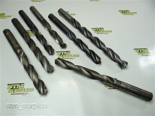 NICE LOT OF 7 HSS STRAIGHT SHANK TWIST DRILLS 57/64&#034; TO 63/64&#034; MORSE