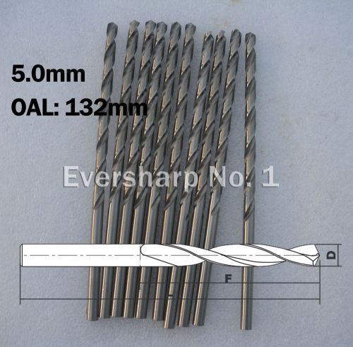 Lot New 10 pcs Straight Shank HSS(M2) Twist drills Bits 5.0mm Long Jobber Drills