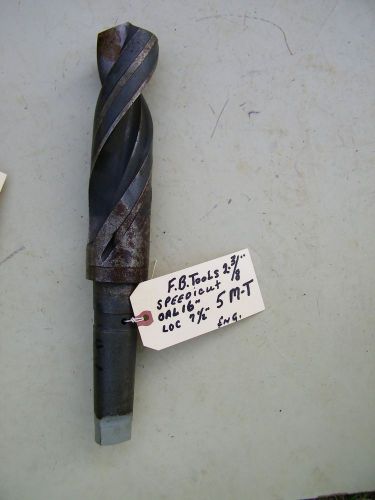 F.B.TOOLS - #5 M/T - OIL FED 2 3/8&#034; DRILL BIT- 2 FLT. OAL 16&#034;, LOC 7 1/2&#034;,ENG