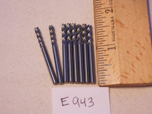 8 NEW 1/8&#034; SHANK CARBIDE END MILLS. 4 FLUTE. USA MADE {E943}