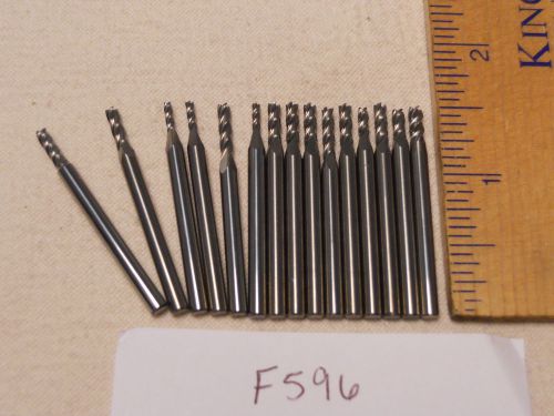 15 NEW 1/8&#034; SHANK CARBIDE END MILLS. 4 FLUTE. USA MADE    {F596}