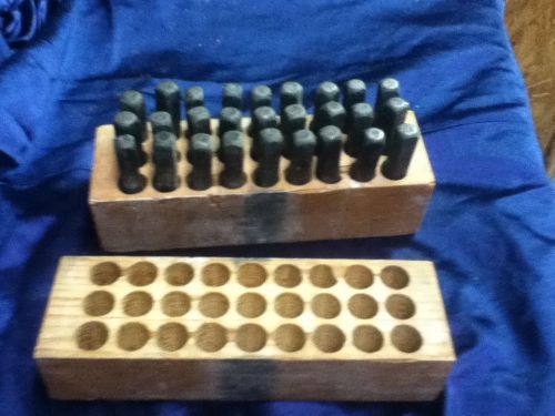 CAPITAL LETTER Punch Stamp Set Metal-Steel 27 PIECE SET IN WOODEN BOX