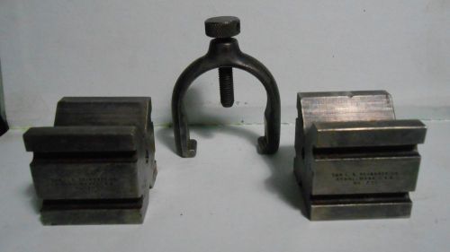 VINTAGE L S STARRETT NO. 271 V-BLOCKS PAIR WITH 1 CLAMP