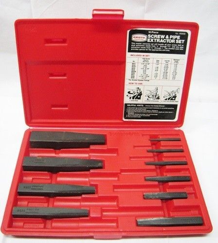 PROTO Tools Screw &amp; PIPE Extractor Set 9500B 10 Pc