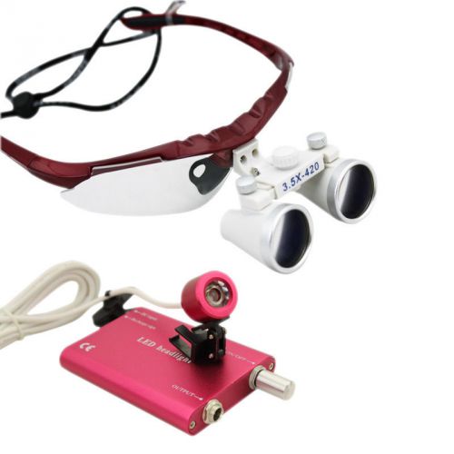 Dentist led headlight lamp + dental surgical medical binocular loupes-red for sale