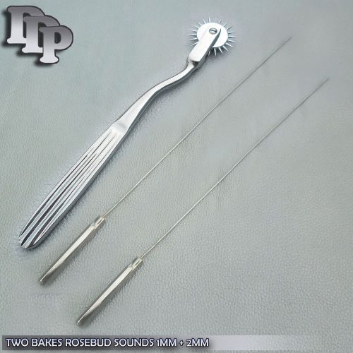 Two Pcs Bakes Rosebud Urethral Sounds 1MM &amp; 2MM PINWHEEL