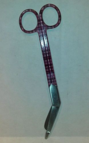 NEW 7.5&#034; Bandage Scissors Purple Plaid Design - Professional EMT Nurse Paramedic