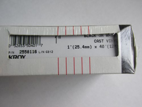 Kroy 2558116 Black on White 1&#034; X 40&#039; Vinyl Industrial Labels NEW!! Free Shipping
