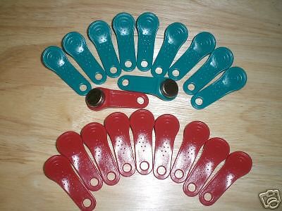 Job Site Time Clock Tabs Keys NEW 10 Pair Red &amp; Green