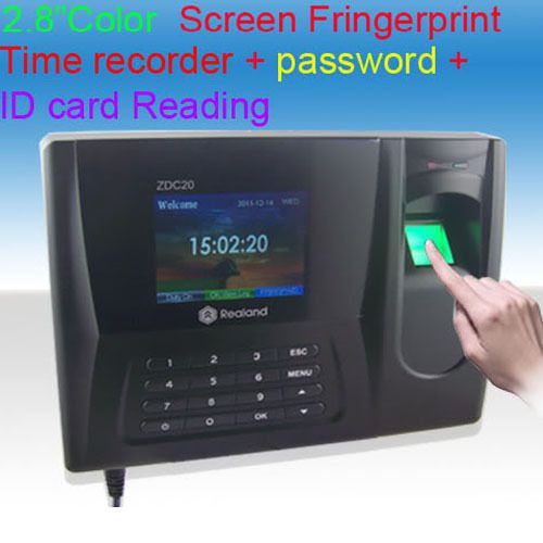 2.8&#034; color screen  biometric attendance fingerprint recorder w/time clock for sale