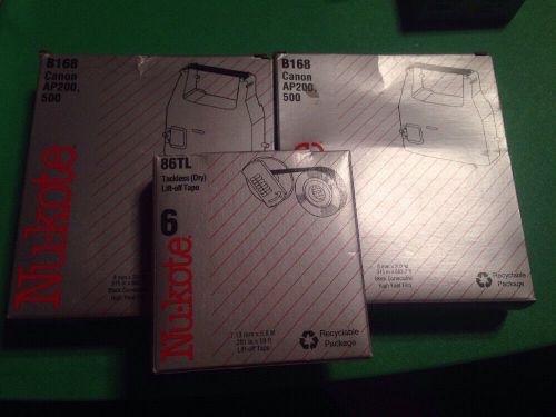 (2) Nukote B168 Correctable Typewriter Ribbons and (2) 86TL Lift Off Tapes Canon