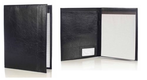 Deluxe black padfolio with inside pocket organizer, simple corporate organizer for sale