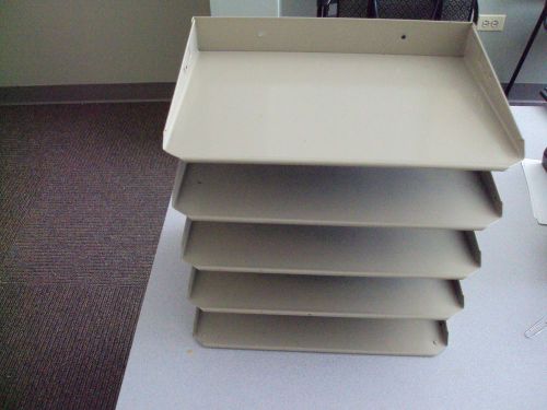 Vintage 5 Tier Metal Office Letter Document Sorter Filer Tray