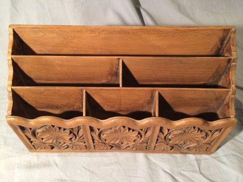 Vintage Lerner Desk Organizer Faux Wood Letter/Mail Holder #C