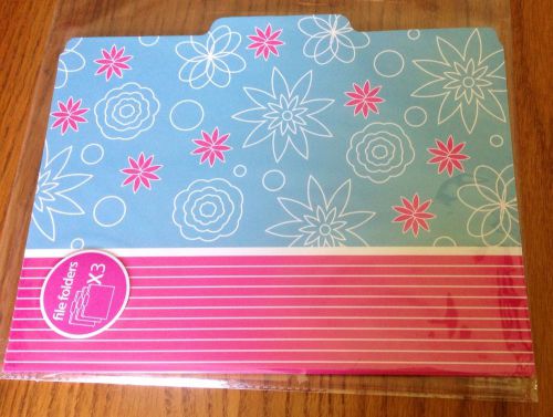 =LOT#Z NIP 3 FLOWERS STRIPES PRINTED DESIGNED FILE FOLDERS HOME OFFICE TEACHERS