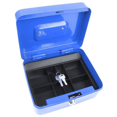 Stalwart 75-6580BLU Hawk 8-Inch Key Lock Blue Cash Box with Coin Tray