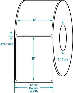 THERMAL TRANFER LABEL 4&#034;x5&#034;x4rolls 4,800Labels