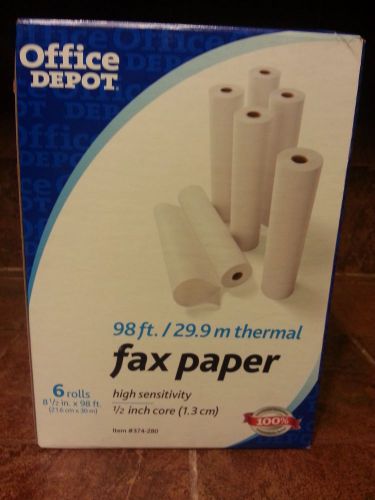 OFFICE DEPOT FAX APER 6 ROLLS 8 1/2 INCH X 98 FT. THERMAL FAX PAPER