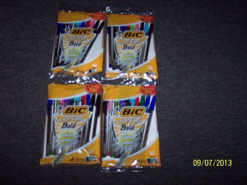 4 NEW PKGS BIC CRISTAL BOLD COLORS BALL POINT PENS - 40 PENS  8 DIFFERENT COLORS