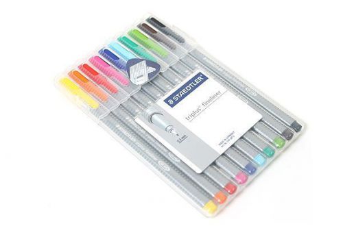 NEW Staedtler Triplus Fineliner 0.3 mm Pen Set 10 color Pack 334SB10 Ergonomic