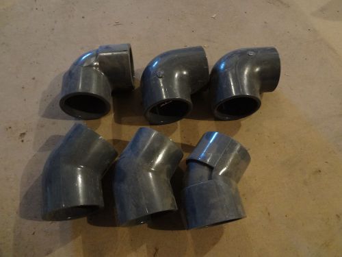 LOT OF (6) 2&#034; SCH 80 PVC 90 DEGREE &amp; 45 DEGREE ELBOWS