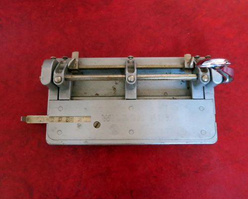 Vtg Wilson Jones Hummer Metal 3 Hole Punch Adjustable Paper USA #314 Heavy ~NICE