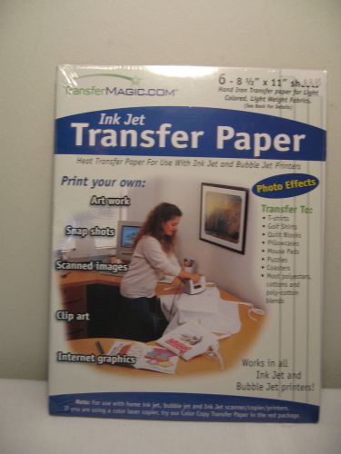 NEW FACTORY SEALED INKJET HEAT TRANSFER PAPER - 8 1/2&#034; x 11&#034; - 6 sheets