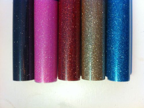 Textured glitter heat press iron on vinyl rolls x 5 19&#034;x12&#034; each! set1 for sale