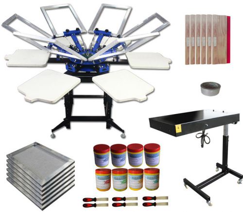 6 color plastisol 6 station manual screen press 1800w dryer 18&#034;x24&#034; area diy kit for sale