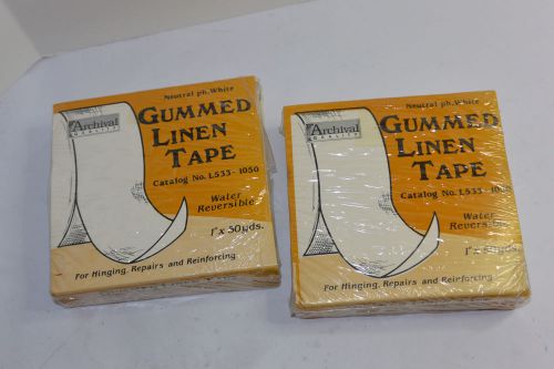 2 NEW ROLLS LINECO L533-1050 GUMMED LINEN TAPE 1&#034; X 150&#039; HINGING, REPAIRS &amp; MORE