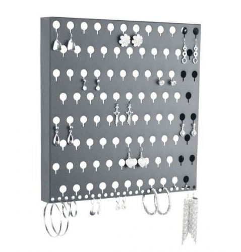 Earring Holder Organizer Hanging Wall Mounted Jewelry Rack Storage Metal Black