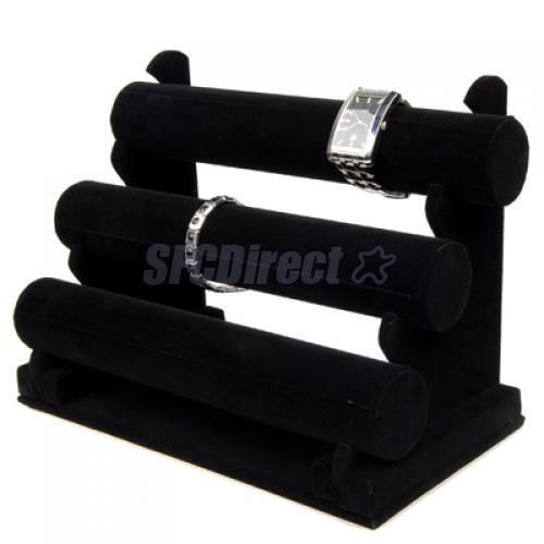 Multifunction Jewelry Bracelet Bangle Watch Display RACK STAND 3 LAYER Black