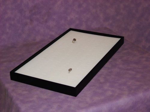 72 RING WOOD TRAY WITH VELVET INSERT WHITE